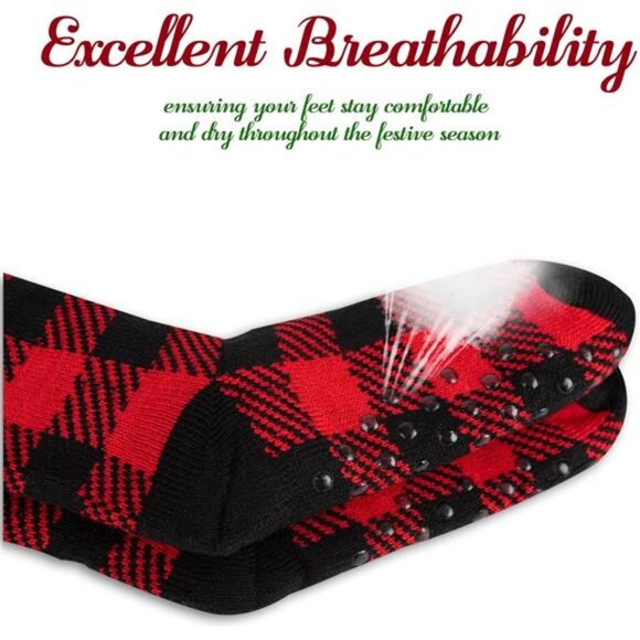 Slipper Socks for Women with Grippers, Fuzzy Christmas Socks Fluffy Cabin Cozy - Picture 4 of 7